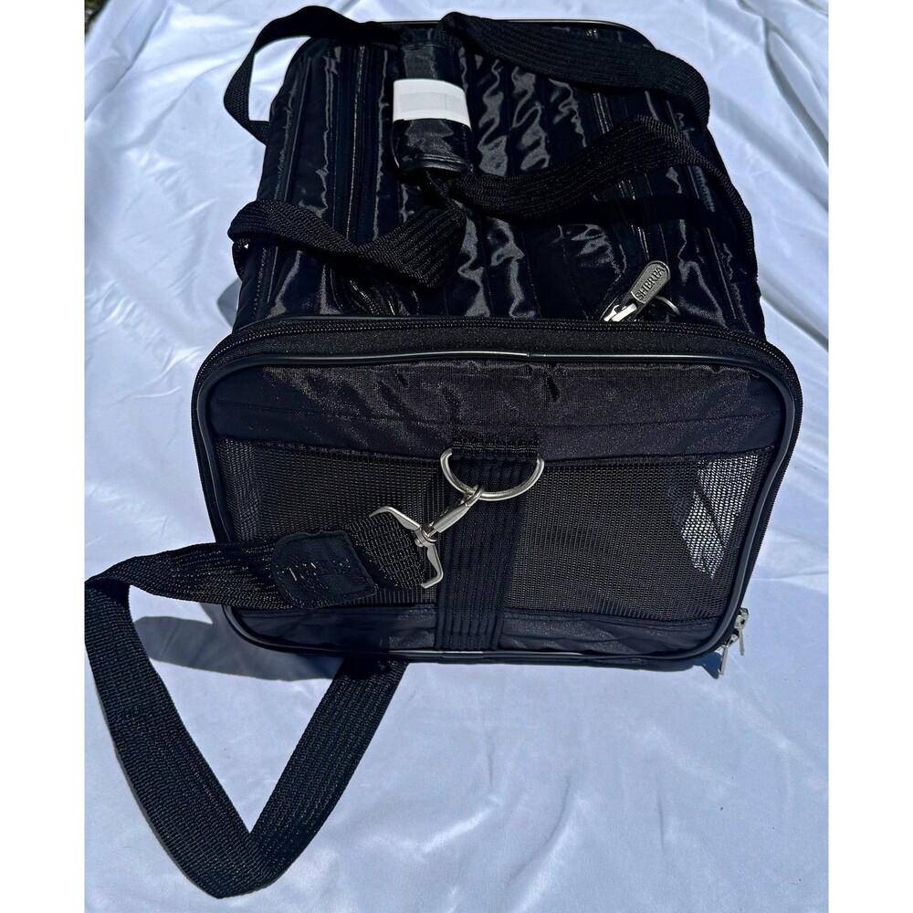 Original Deluxe Black Fabric Pet Carrier Bag Mesh Panels Strap